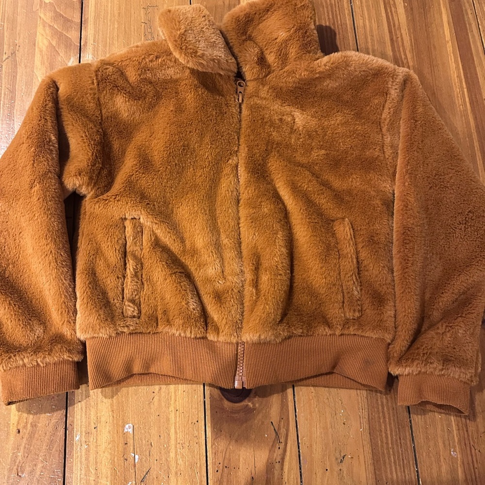 Amazon Essentials Girls Brown Faux Fur Coat